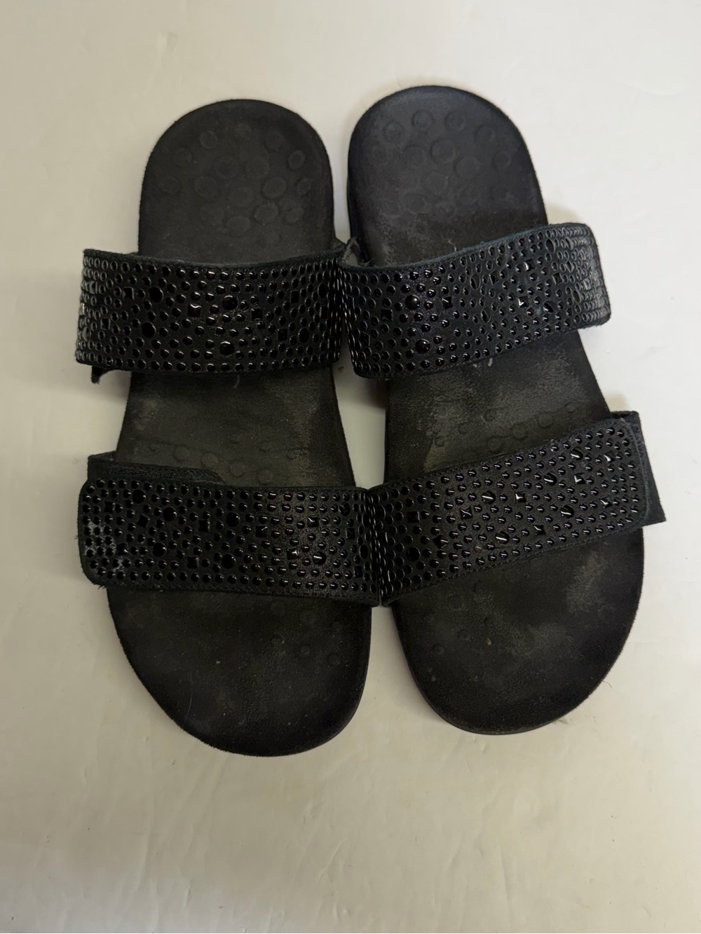 Vionic Samoa Black studded Slide Sandals With Adjustable Straps Size 7